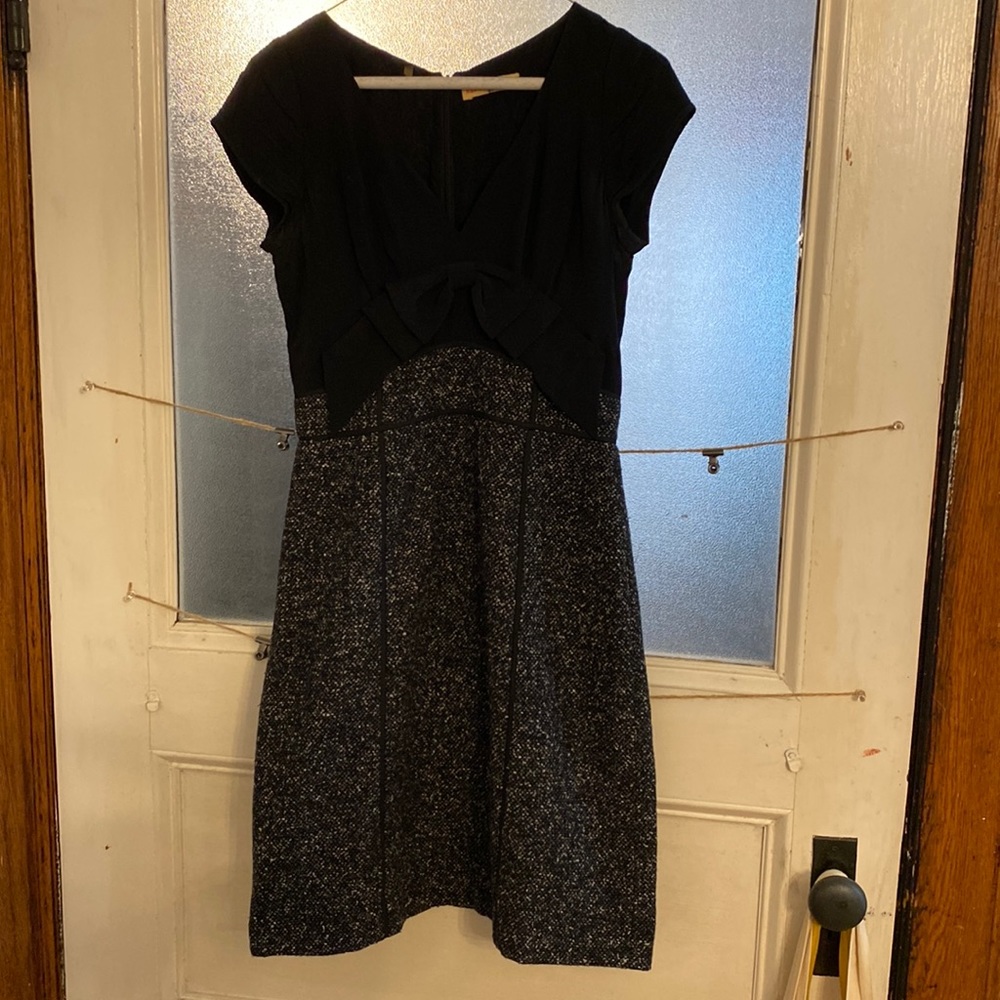 Winter fitted dress with bow